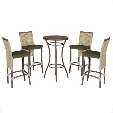 Imagem de Mesa Bistro E 4 Banquetas Roma Marrom Corda Náutica 13 Rami