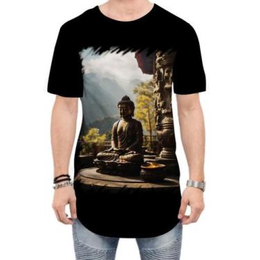 Imagem de Camiseta Longline Estátua de Buda Iluminado Religião 8 - Kasubeck Stor