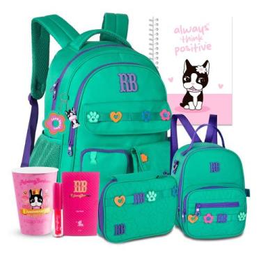 Imagem de Kit Mochila Passeio Flores Rebecca Bonbon Estojo Lancheira, Rb26232 ve