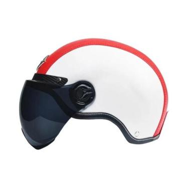 Imagem de Capacete De Couro Vintage Para Motociclistas Masculinos Com Viseira Ha