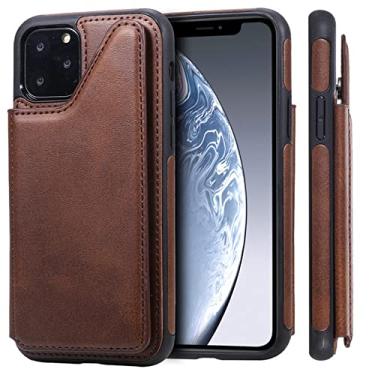 Imagem de Capa de couro de luxo para iPhone 12 Mini 11 Pro XS MAX X XR 8 7 6s 6 Plus Carteira titular do cartão suporte capa para bolsas de telefone, café XiaoNiuWen, para iPhone 7 8