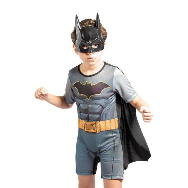 Imagem de Fantasia Batman Macacão Curto Com Capa e Máscara Infantil