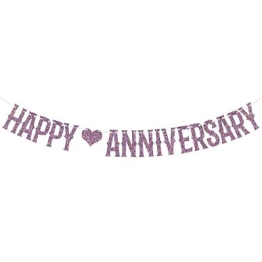 Imagem de Banner de aniversário feliz com glitter roxo para aniversários de casamento/festas de aniversário/decorações de festa de aniversário