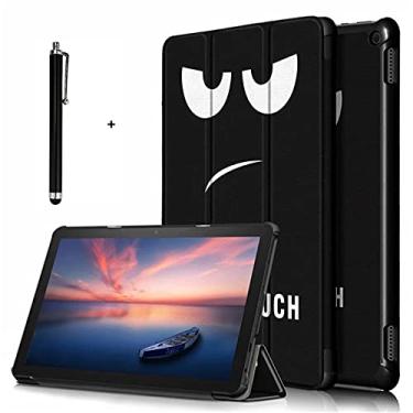 Imagem de Capa dobrável com suporte para tablet Amazon Fire HD 10/Fire HD 10 Plus de 10,1 polegadas (11ª geração, versão 2021) - capa fina à prova d'água com função de despertar/hibernação automática, caneta capacitiva sensível ao toque, olhos grandes