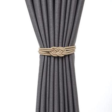 Imagem de Cortina de nó auspicioso vento chinês laços de fivela magnética sem perfuração sem fivela de cortina de instalação, caril de arroz, 1 pcs