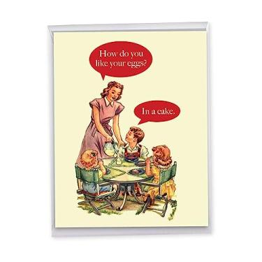 Imagem de NobleWorks Cartão de papel de aniversário Big Hysterical 21 x 28 cm com envelope (1 pacote) grande jumbo ovos de aniversário no bolo J4651BDG