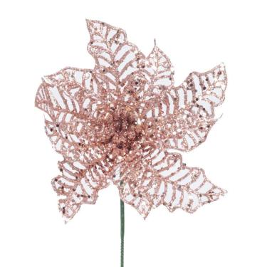 Imagem de Flor Poinsétia Vazada Glitter 1Un 20X13Cm