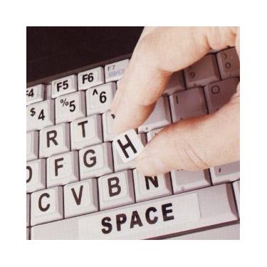 Imagem de Etiquetas de teclado com impress o grande para Windows PC Letras pretas em fundo branco