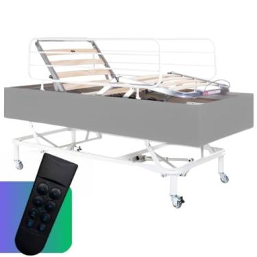 Imagem de CAMA HOSPITALAR ELÉTRICA ARTICULADA IDOSO COM RODAS + GRADES E REGULAGEM DE ALTURA - PILATI