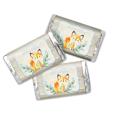 Imagem de Aquarela Woodland Fox Boy Baby Sprinkle Baby Shower Mini Chocolate Candy Bar Adesivos, 45 3,6 cm x 6,6 cm Wrap Around Labels by Amanda Creation, ótimo para lembrancinhas de festa