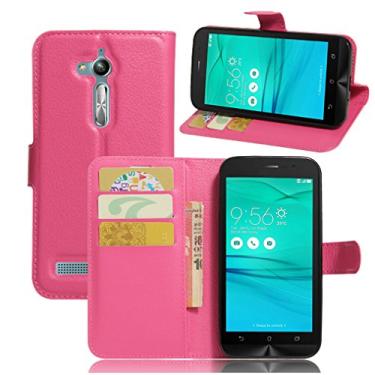 Imagem de Capa carteira ASUS Zenfone Go/ZB500KL, capa carteira flip de couro PU premium com compartimento para cartão, suporte e fecho magnético [capa interior à prova de choque de TPU] Compatível com ASUS