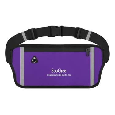Imagem de SooGree Pochete de corrida para mulheres e homens, impermeável, bolsa de corrida, cinto de dinheiro fino, suporte de telefone para esportes, caminhadas, viagens, alça ajustável, bolsa de treino, leve,