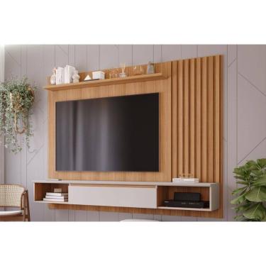 Imagem de Painel Home p/TV até 65 Polegadas Bahamas Ripado 215X157cm Nature/Off White - Permóbili
