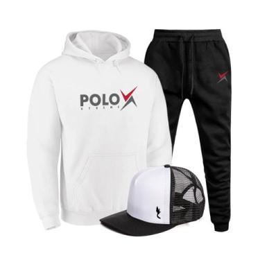 Imagem de Conjunto Moletom Masculino Confortável Canguru + Boné Macio - Polo Blu