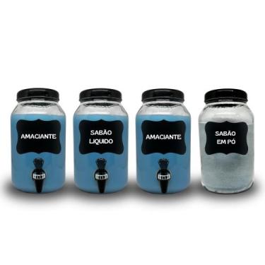 Imagem de 4 Recipientes Para Sabão em pó, Amaciante, Alvejante e sabão liquido -