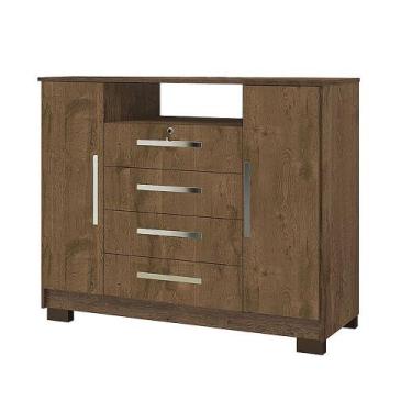 Imagem de Cômoda Rack Madri Malbec 2 Portas e 4 Gavetas - Incorplac