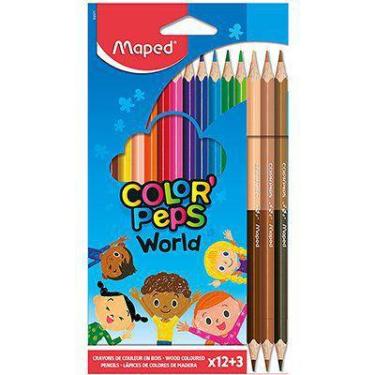 Imagem de Lápis de Cor 12 cores Color Peps + 3 lápis duo Tons de Pele - Maped - 