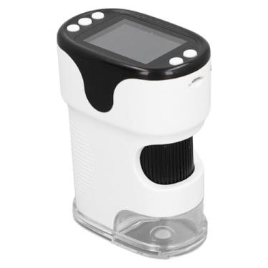 Imagem de Microscópio Portátil 1000x, Tela Colorida, Fhd, 10mp, Captura de Vídeo, Luz de Preenchimento, 6 Slides de Amostra, Microscópio Digital Portátil para Crianças (Branco)