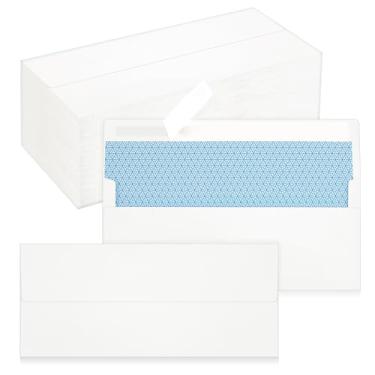 Imagem de Pacote com 200 envelopes de negócios nº 10, envelopes brancos padrão autoselados para envio comercial seguro e jurídico, escritório, cheques, cartas, faturas, 10 x 23 cm