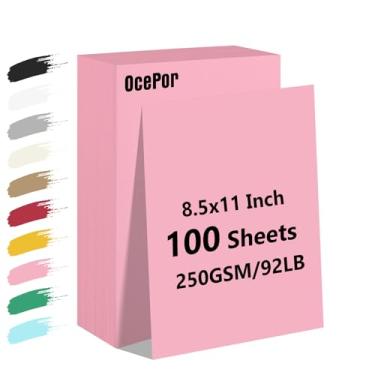 Imagem de 100 folhas de papel cartolina rosa, papel colorido para impressora 21 x 28, cartolina grossa para artesanato, scrapbook, impressão de escritório, convites, certificados, 41,7 kg/250gsm