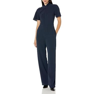 Imagem de Maggy London Macacão feminino de gola alta, trabalho, escritório, ocasião, evento, convidado, Blazer azul-marinho, 40