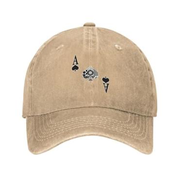 Imagem de Flyjbs Chapéus de pôquer geométricos Ace of Spades para homens bonés de beisebol ajustáveis, Bronze, Tamanho Único