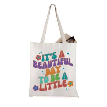 Imagem de WCGXKO Sorority Big and Little Sister Gift It's A Beautiful Day To Be A Big/Little Canvas Tote Bag, Bege, Medium, Be a Little