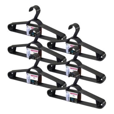 Imagem de Cabides Sanremo Roupa Organizador Adulto Preto - 30 Unidades