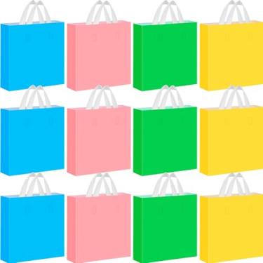 Imagem de Eersida 48 sacos de compras de plástico de Páscoa com alça de plástico pastel sacos de presente para pequenas empresas, sacolas de compras de primavera, 25 x 33 cm, sacolas plásticas de varejo para