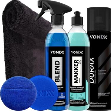 Imagem de Kit Pintura Vonixx Blend Spray Cera Vitrificadora Durax Pretinho Spray Makker 2.0 Renovador Pintura