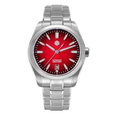 Imagem de San Martin Relógio masculino SN0144-GX, 9015, movimento mecânico automático, vidro safira, 10 bares, relógio de mergulho masculino, Mostrador vermelho, 36mm, relógio casual
