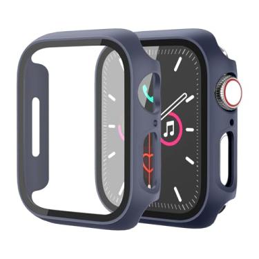 Imagem de Capa rígida para Apple Watch Series 9 Series 7 8 45 mm [proteção total], protetor de tela integrado [sensível ao toque] Capa protetora fina para iWatch S9/S8/S7 acessórios de 45 mm, azul marinho