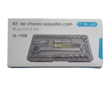 Imagem de Jogo Soquetes Sextavados 1/4 E 3/8 C/40 Peças Em Mm Polegada - Aiwa