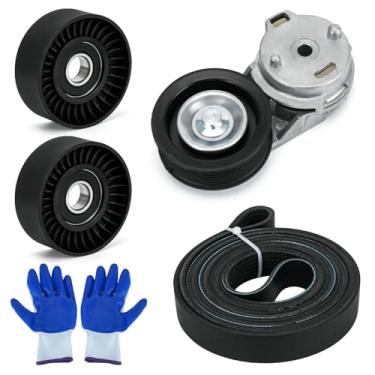 Imagem de Kit de montagem de polia tensora de correia de transmissão e correia serpentina 38382 adequado para Dodge Ram 1500/2500/3500 5.7L V8 2003-2008 Substituir # 53032130AA 53032130AC 38058 7PK2570