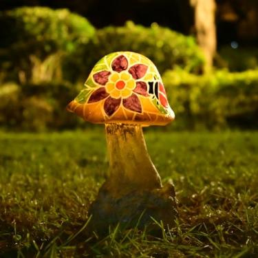 Imagem de Juliahestia Luzes Solares De Cogumelo Para Áreas Externas: Decoração Jardim Fadas, Arte Em Mosaico, Estátua Externa, Estatueta Led, Enfeites Gramado Quintal, Canteiro Flores, Ideias Presentes Amante