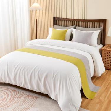 Imagem de Cachecol de corredor de cama de hotel moderno faixa de decoração sem desbotamento quarto proteção dupla cor patchwork cama cauda toalha de cama de luxo para pé da cama verde ||1 fronha 19,7 x 19,78 cm