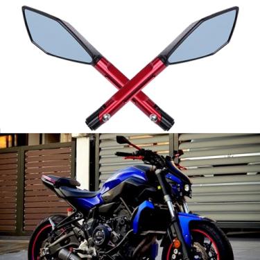 Imagem de JMTBNO Guiador retrovisor de motocicleta de 8 mm 10 mm para Yamaha XJ6 R1 R6 FZ6 F800 F650 MT03 MT07 MT09 Z750 Z1000 ER-6N TNT TRE Monster (vermelho)
