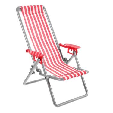 Imagem de Milisten Cadeira De Praia Em Miniatura Casa De Bonecas Cadeira Dobrável De Madeira Banho De Sol Acessórios De Móveis Em Miniatura Casa De Bonecas Decoração De Jardim De