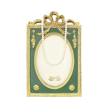 Imagem de HhdvdyWgd Bandeja de exibição de joias vintage elegante suporte de brinco e colar para mulheres, organizador de moldura de foto barroco com suporte de veludo, presente de casamento e presente de dia