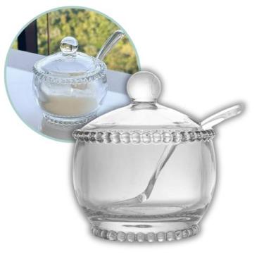 Imagem de Açucareiro Cristal Com Colher Pearl Bolinha Wolff