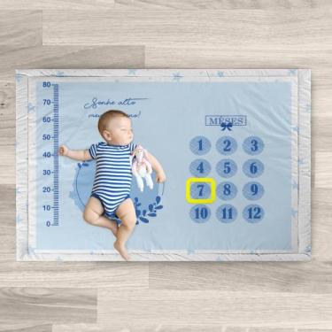 Imagem de Tapete Mesversario Cenário Para Foto Sonhe Alto Azul 100% Algodão - Me