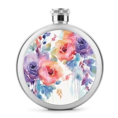 Imagem de Cantil de aço inoxidável, estampa floral em aquarela, clássico, cantil, garrafa de viagem, garrafa de metal portátil