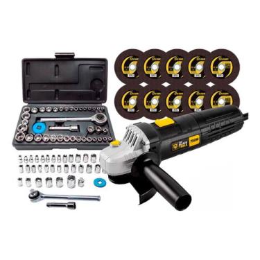 Imagem de Esmerilhadeira Lixadeira Angular 110v + Discos E 40 Peças - The Black 