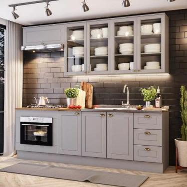 Imagem de Cozinha Modulada 240cm para Forno de Embutir 6 peças 8 Portas 3 Gaveta