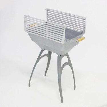 Imagem de Churrasqueira de Alumínio Versátil para Grelha ou Espeto Alta com Pés 