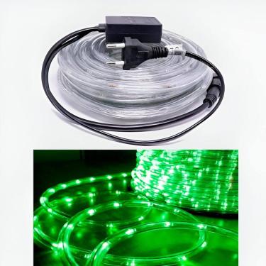 Imagem de Mangueira Rolo Pisca Led Luzes Fria 8 Funções Verde 10m 220v