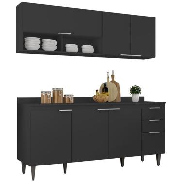 Imagem de Armário De Cozinha Com Tampo Cp01 180cm Pérola Preto Z34 - Mpozenato