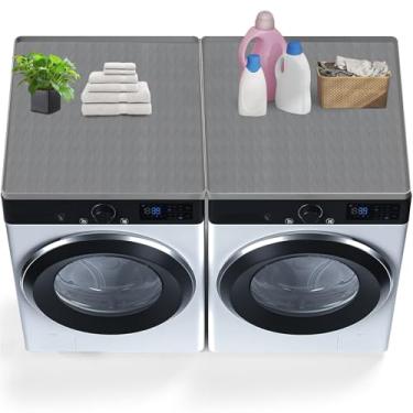 Imagem de 2 peças de capas de lavadora e secadora para a parte superior, tapete protetor de silicone para secador, impermeável, resistente a arranhões, lavável, bancada de secadora para cozinha doméstica e