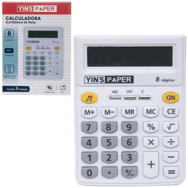 Imagem de Calculadora eletronica 8 digitos com som yins paper a pilha 13,9x10,3c