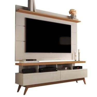 Imagem de Rack Com Painel 1.60 TV Até 65 Retrô Pés De Madeira Gavetas Nichos Prateleira Vivare Wood